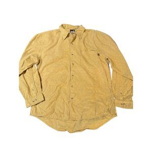 Weekendz off yellow texture chest pocket long sleeve button down shirt L